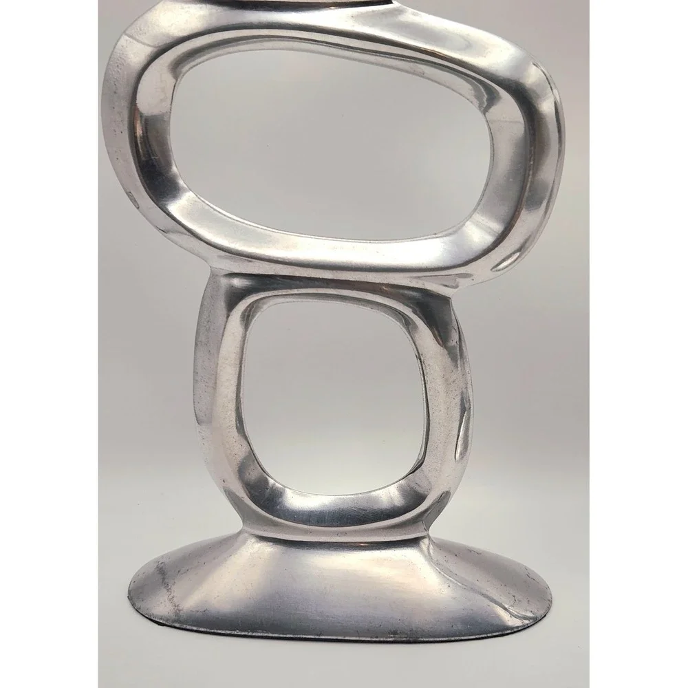 Modernist Candle Holders Brutalist Aluminum Armelent Sculptural Mid Century Pair